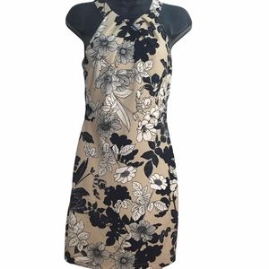 Emerald Sundae Tan Black & White Floral Print Dress Size small (2-4)